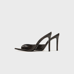 Black Suede Studio Brea Mule - Brown Printed Snake