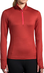 Brooks Dash Half Zip Long Sleeve Womens Running Top - Red