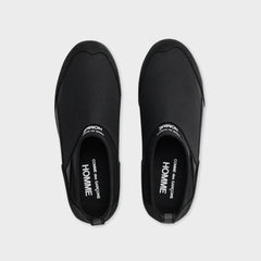 CDG Homme Oil Smooth Ripstop Leather Boot - Black