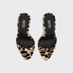 Paris Texas Lidia 105 White Leopard Printed Calf Hair Slingback Heels - Beige / Brown