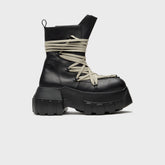 Rick Owens Megalaced Mega Tractor Stivali in Pelle - Black
