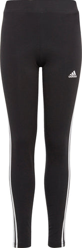 adidas Essentials 3 Stripes Junior Cotton Long Tights - Black