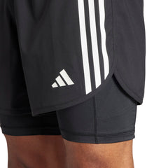 adidas Own The Run 3 Stripes 2 In 1 Mens Running Shorts - Black