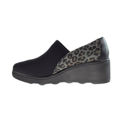 Clarks Mazy Seabury Casual Leopard Print (Wide) Women's Shoes Black