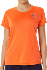 Asics FujiTrail Logo Short Sleeve Womens Running Top - Orange