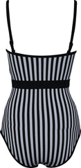 Avon Monochrome Stripe Womens Swimsuit - Black