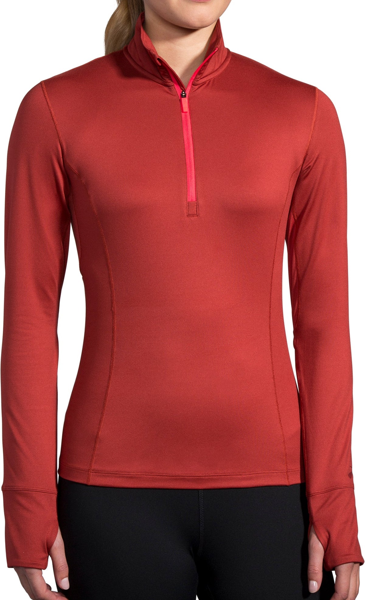 Brooks Dash Half Zip Long Sleeve Womens Running Top - Red