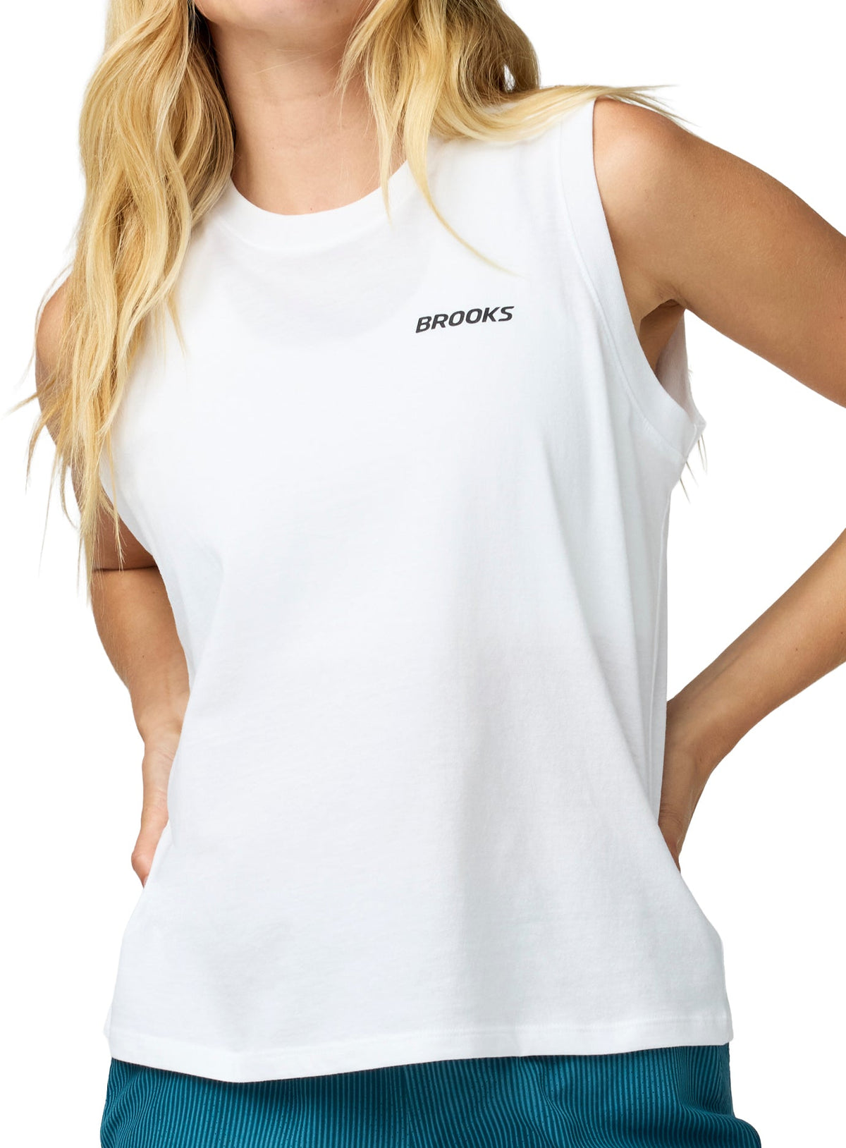 Brooks Graphic Womens Running Vest Tank Top - White