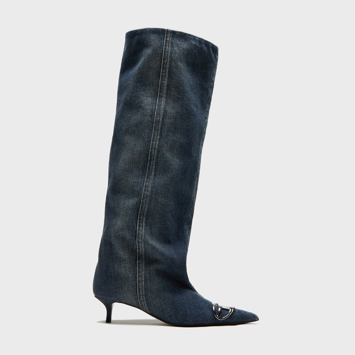 Diesel D-Venus KB Slouchy Heels - Washed Blue Denim