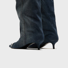 Diesel D-Venus KB Slouchy Heels - Washed Blue Denim