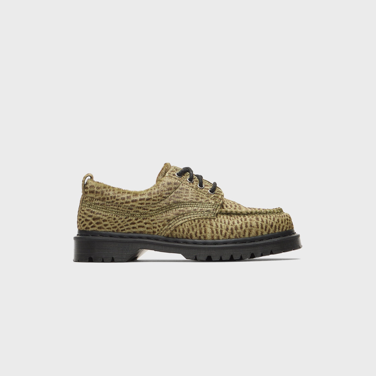 Dr. Martens Lowell Hair On Leather Moc Toe - Olive Green / Pebble Emboss