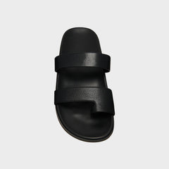 The Row Hugh Sandal Grainy Calfskin - Black