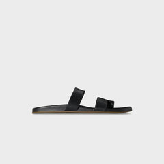 The Row Hugh Sandal Grainy Calfskin - Black