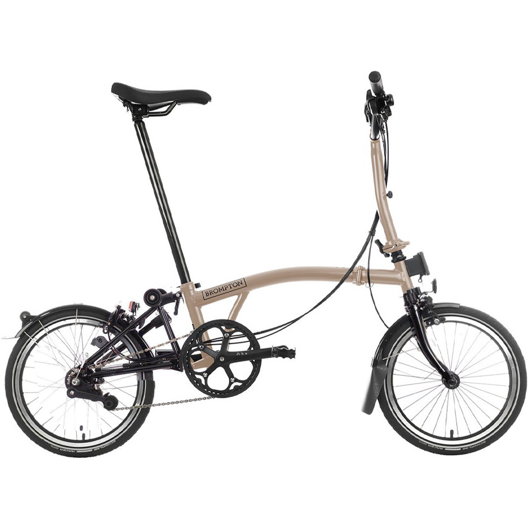 Brompton C Line 6-Speed Black Edition Folding Bike - Dune Sand