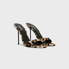 Paris Texas Lidia 105 White Leopard Printed Calf Hair Slingback Heels - Beige / Brown