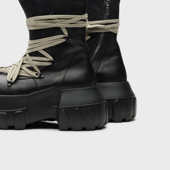 Rick Owens Megalaced Mega Tractor Stivali in Pelle - Black