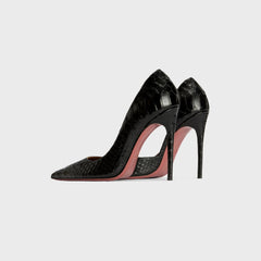 Paris Texas Vera 105 Mono Printed Python Pump Heel - Black