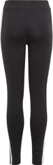 adidas Essentials 3 Stripes Junior Cotton Long Tights  - Black