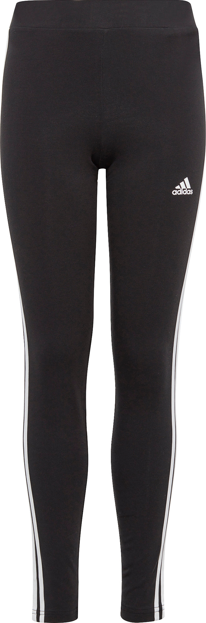 adidas Essentials 3 Stripes Junior Cotton Long Tights  - Black