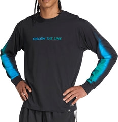 adidas Follow The Line Graphic Long Sleeve Mens Running Top - Black