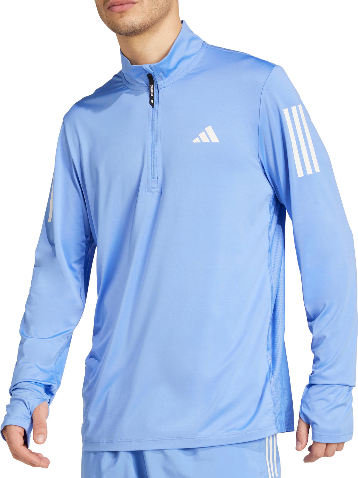 adidas Own The Run Half Zip Long Sleeve Mens Running Top - Blue