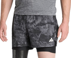 adidas Own The Run Spray Dye 2 In 1 Mens Running Shorts - Grey