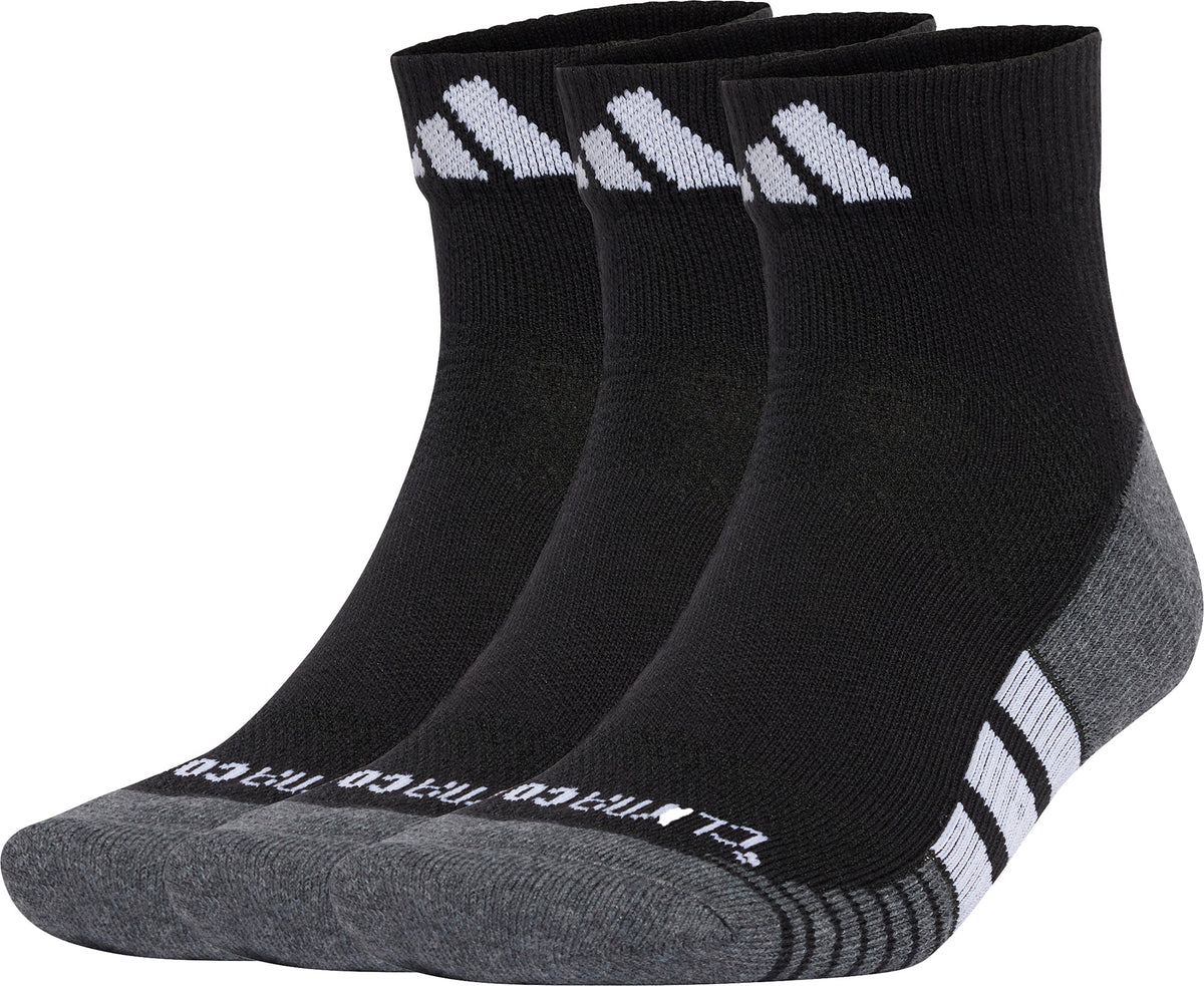 adidas Performance ClimaCool (3 Pack) Cushioned Quarter Socks - Black