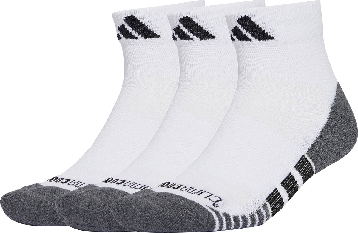 adidas Performance ClimaCool (3 Pack) Cushioned Quarter Socks - White