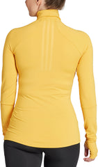 adidas Tech-Fit COLD.RDY Half Zip Long Sleeve Womens Running Top - Yellow
