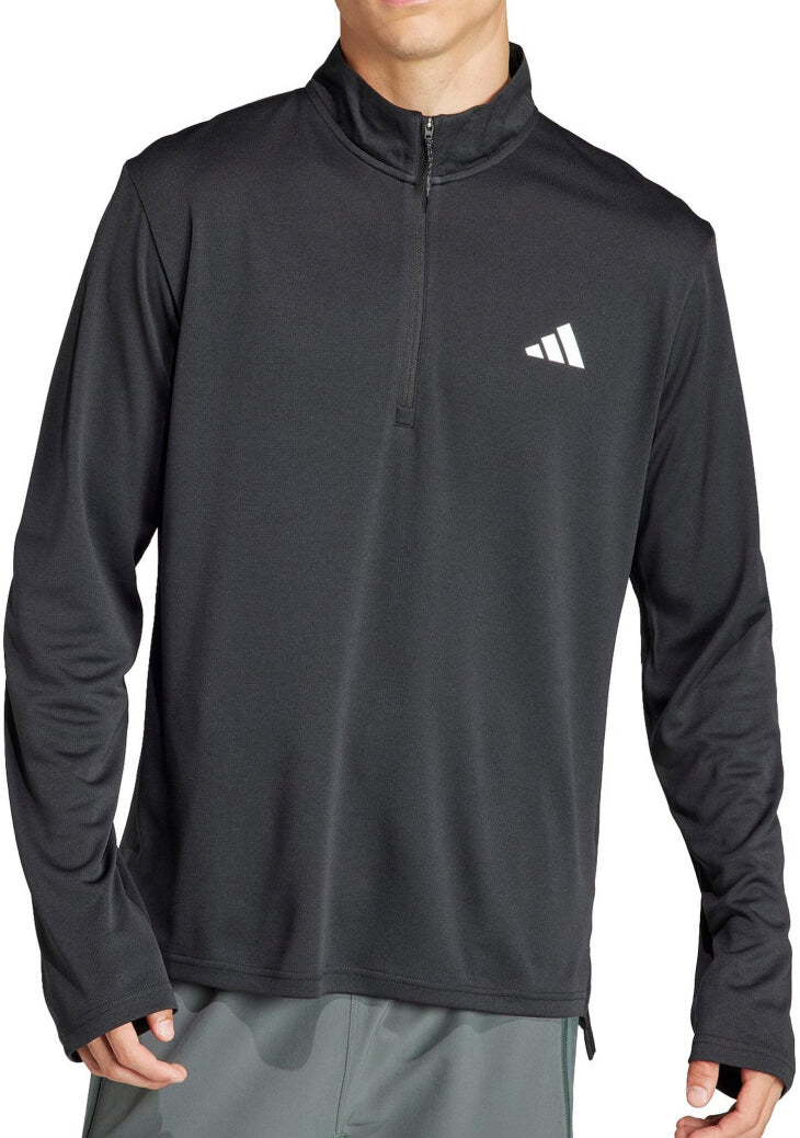 adidas Train Essentials Half Zip Long Sleeve Mens Training Top - Black