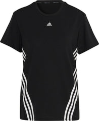 adidas Train Icon 3 Stripes Short Sleeve Womens Training Top - Black