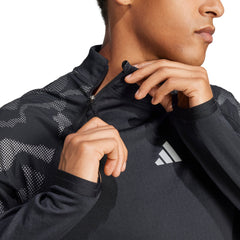 adidas Ultimate Hi Vis Reflective Half Zip Long Sleeve Mens Running Top - Black