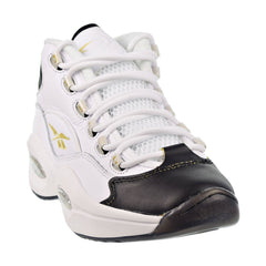 Reebok Question Mid "Black Toe" Men's Shoes White-Black-Gold Met